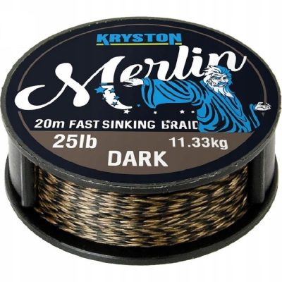 Kryston- Merlin Fast Sinking Braid Dark Silt 25lb 20m- plecionka przyponowa