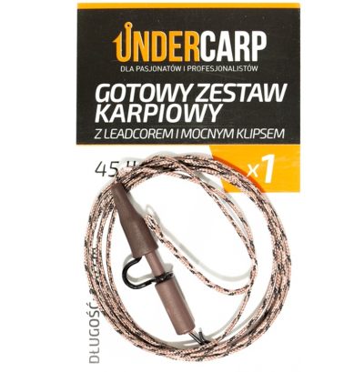 UnderCarp- Gotowy zestaw karpiowy z leadcorem i mocnym klipsem 45lbs 100cm brązowy